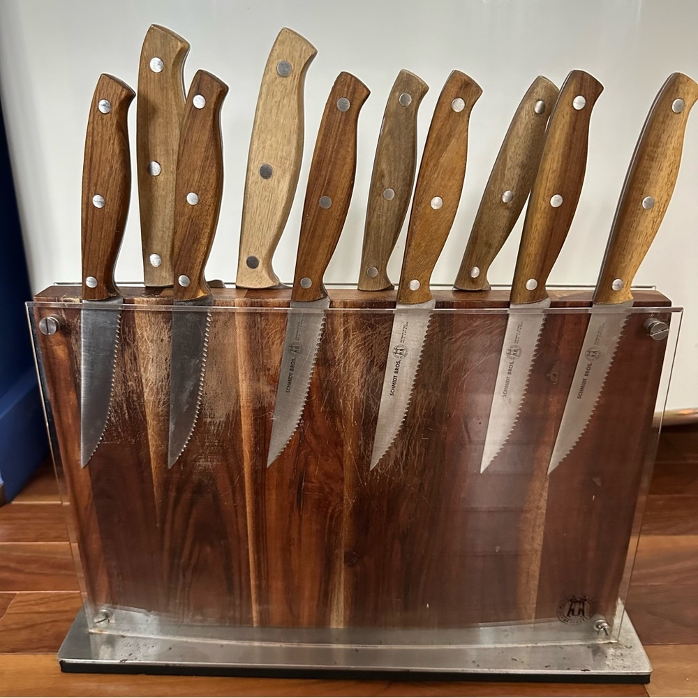 Schmidt Bro’s Cutlery Set with Magnetic Knife Block — Zebra Wood!